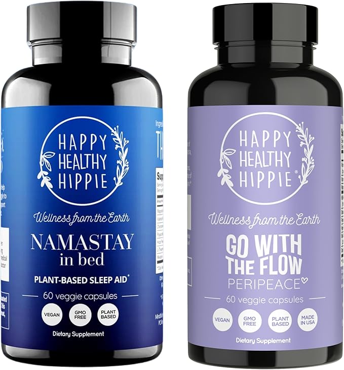 Happy Healthy Hippie PeriPeace Supplements for Women &amp Namastay Natural Sleep Aid for Adults