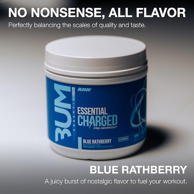 RAW Nutrition Creatine Monohydrate &amp Blue Rathberry Pre-Workout Powder Bundle