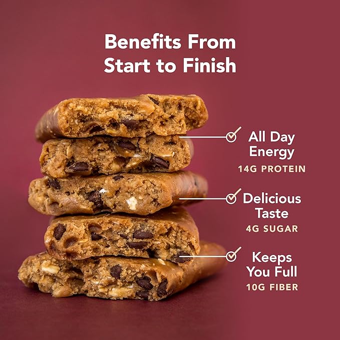 ALOHA Organic Plant Based Protein Bars - Oatmeal Chocolate Chip - 12 Count 1.9oz Bars - Vegan Snacks Low Sugar Gluten-Free Low Carb Paleo Non-GMO Stevia-Free No Sugar Alcohols