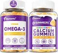 2 Pack Omega 3 Gummies + 1 Pack Kid Calcium Gummies 300mg Calcium Citrate + Vitamin D3 K2 MK-7