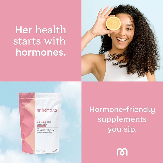 MIXHERS Collagen Powder | 30-Day Supply | Blend with Marine Collagen Protein Powder Vitamin C &amp Peptides | Skin Hair &amp Nail Support for Women | Vanilla Cream Flavor