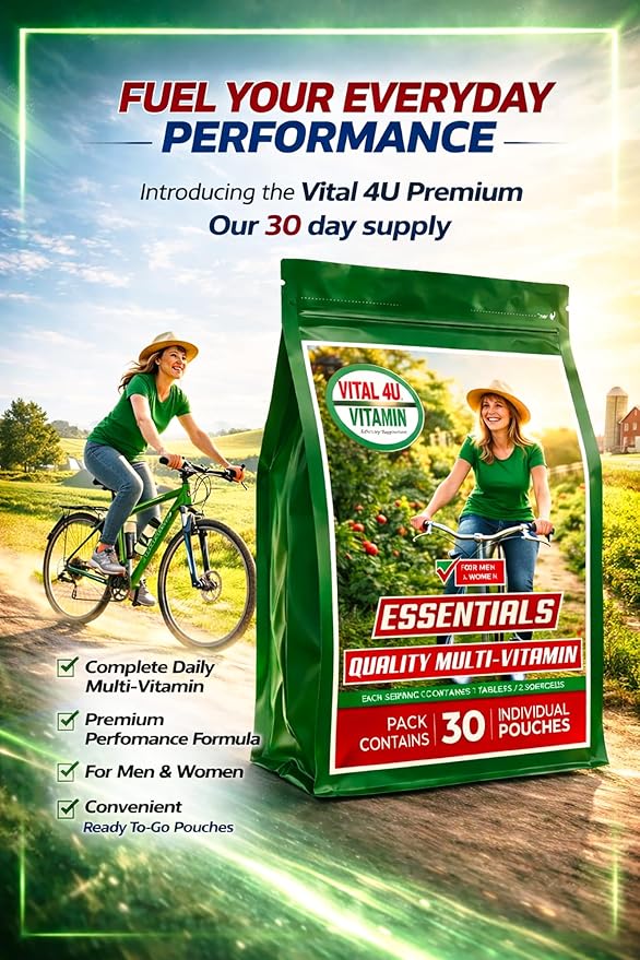 VITAL 4U® Vitamin Essentials - Daily Multivitamin for Both Men and Women Immune Support Multimineral Formula - 30 Servings