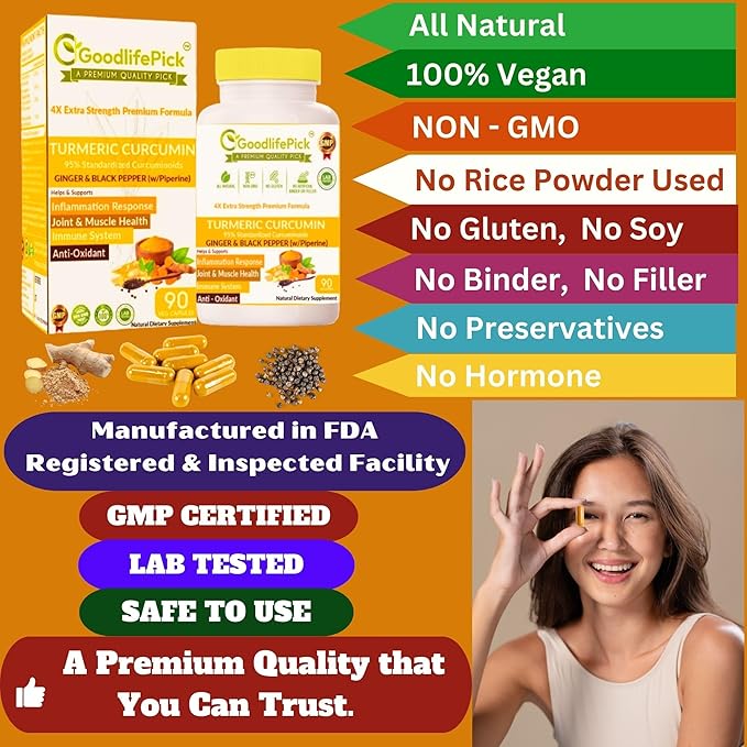 Turmeric Curcumin &amp Moringa Pack of 2. Turmeric with Ginger 95% Standardized Curcuminoids &amp Black Pepper + Pure Moringa Oleifera 90 + 90 Capsules. All Natural Non-GMO Vegan No Filler No S