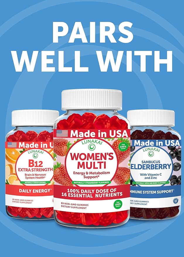 Lunakai USA Made Magnesium Glycinate Gummies with L-Theanine for Kids &amp Adults – 420mg Magnesium Supplement for Calm Sleep &amp Stress Support - 6 Pack