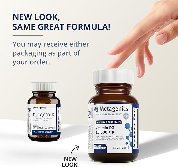 Metagenics Vitamin D3 10000 + K (60 Softgels) &amp UltraFlora Control Probiotic (30 Servings) - Supports Bone &amp Heart Health - Aids Healthy Body Composition