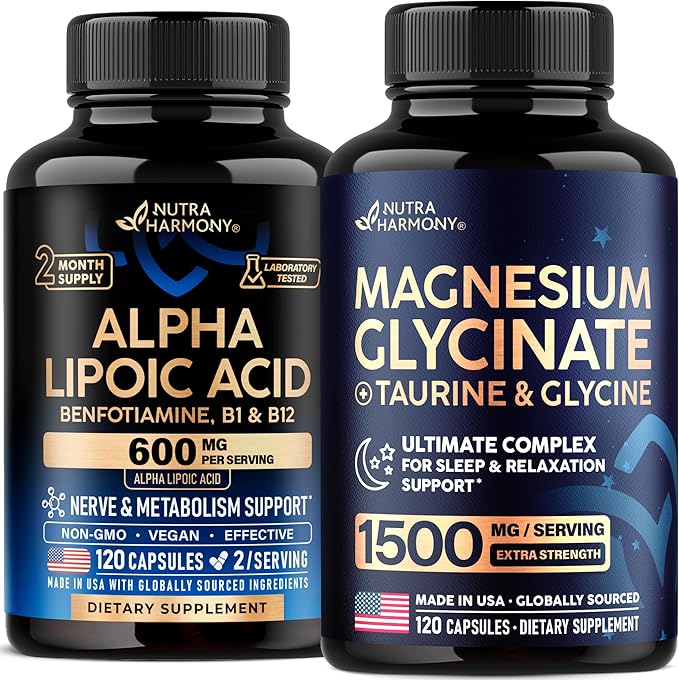 NUTRAHARMONY Alpha Lipoic Acid &amp Magnesium Glycinate with Glycine Capsules