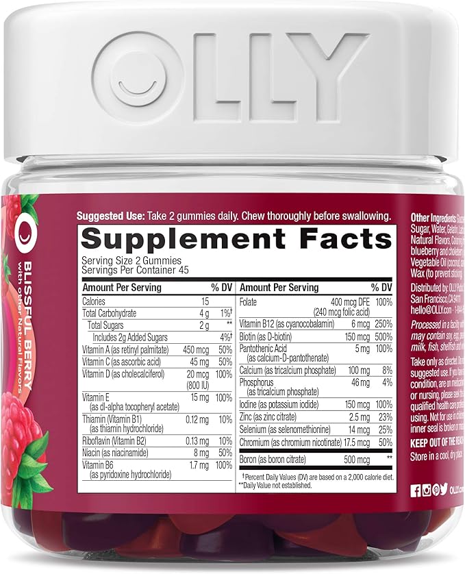 OLLY The Perfect Women's Multi and Kid's Multi +Probiotic Family Pack Gummies 2 Count Chewable Supplement