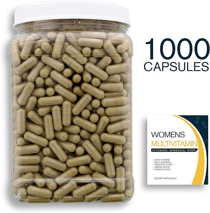Multivitamin &amp Women's Health Blend - 1000CT Tub - Providing Daily Serving of Vitamins Minerals Womens Health Antioxidants &amp Energy in a Clear Square Grip Jar