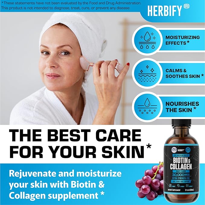HERBIFY Bundle - K2 and D3 Drops &amp Biotin and Collagen Drops - Bone Strength &amp Hair Skin Nails Support