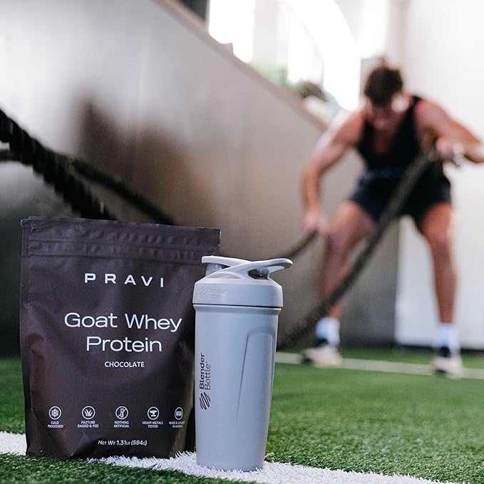Pure Goat Whey Protein Powder - Whey Protein Supplement - Easy to Digest - Less Lactose - Soy Free - Chocolate Sea Salt Flavor - 20 Servings