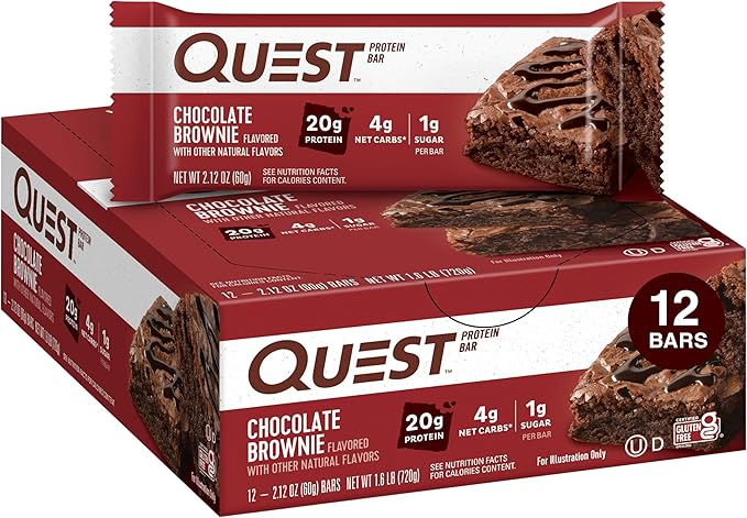 Quest Chocolate Brownie Protein Bars &amp Peanut Butter Chocolate Chip Protein Cookie Bundle High Protein Low Carb Gluten Free Keto Friendly 12 Count &amp 24.5 Oz