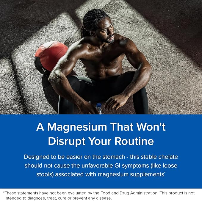 Designs for Sport Magnesium Glycinate - Magnesium Supplement to Support ATP Energy Muscle Recovery Bone Health &amp Heart Health - NSF Certified for Sport (120 Capsules)