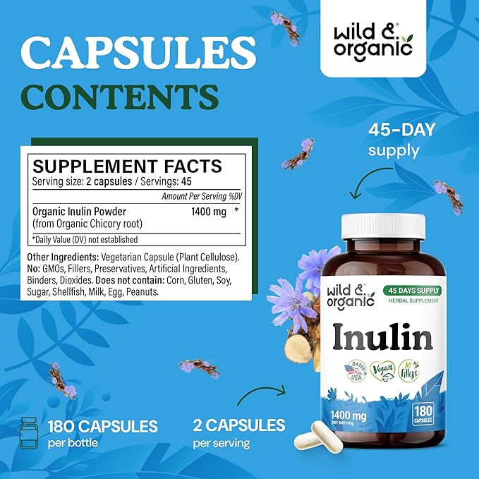 Wild &amp Organic Inulin 180 Capsules &amp Berberine 180 Capsules