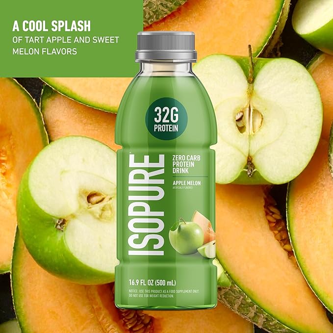 Isopure Zero Carb 32g Clear Protein Ready-to-Drink Whey Protein Isolate Apple Melon12 Pack (Packaging May Vary)