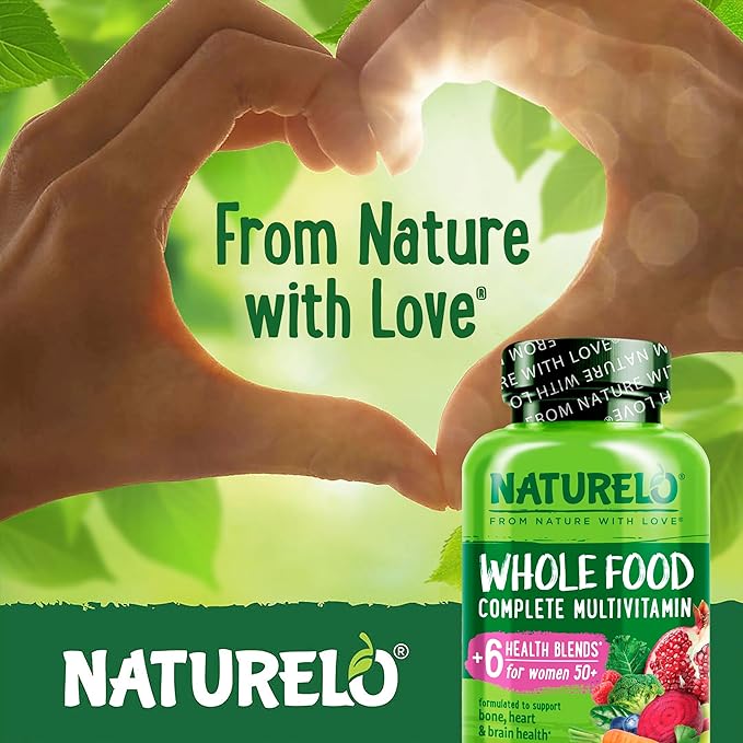 NATURELO Whole Food Multivitamin for Women 50+ (Iron Free) - 120 Vegan Capsules and Whole Food Multivitamin for Men 50+ - 120 Capsules Bundle