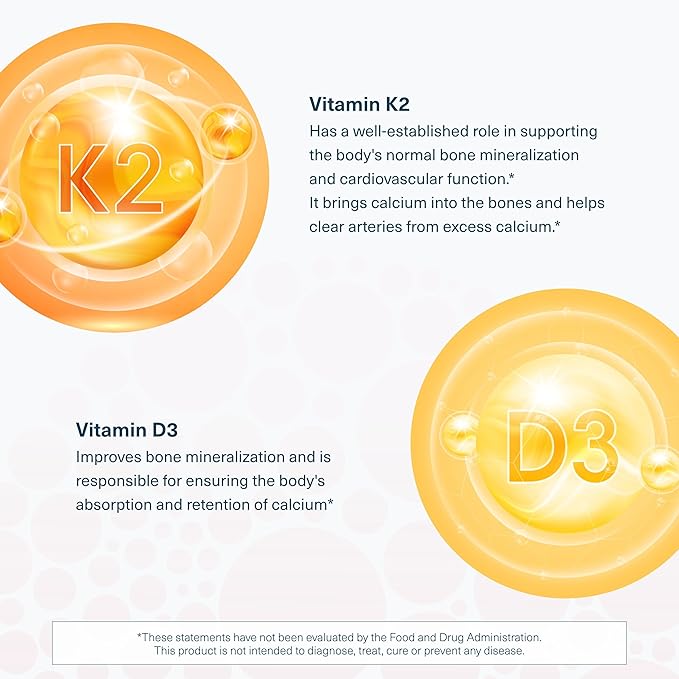 Youtheory K2D3 - Bone &amp Heart Health Support* - Combines Vitamin D3 &amp Vitamin K2 - Dairy Soy &amp Gluten Free - Peach 60 Vegetarian Gummies (Pack of 2)