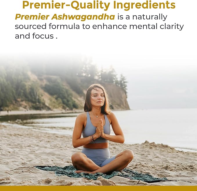 Premier Research Labs Premier Ashwagandha - Pure Supplement for Women &amp Men with Organic Ashwagandha Root Herbal Pills for Stress &amp Sleep Support Fermented for Absorption - 120 Plant-Based C