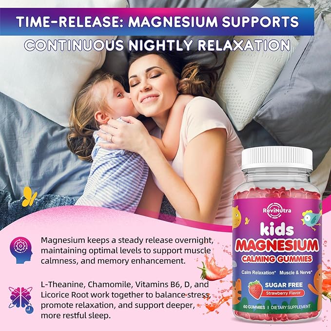 2 Pack Magnesium Glycinate Gummies for Kids &amp Adults Stawberry &amp Raspberry Flavor
