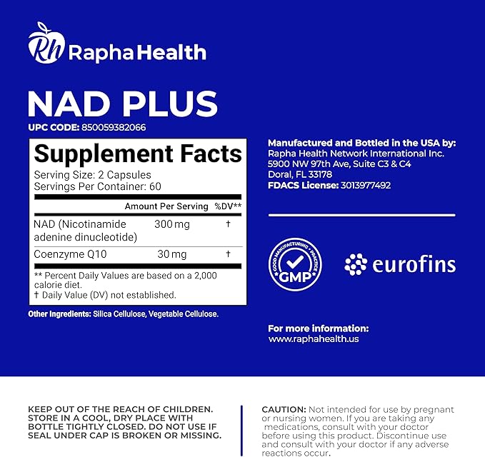 NAD | Advanced Energy &amp Anti-Aging Formula | with NAD and Coenzyme Q10 | Supports Heart &amp Cognitive Health | 120 Capsules - 60 Day Supply
