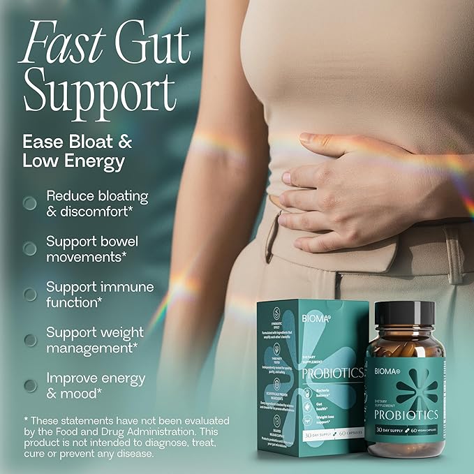 BIOMA Probiotics - Digestive Health Probiotic - Gut Support for Men &amp Women with Xylooligosaccharides Tributyrin &amp Bifidobacterium - Vegan &amp Gluten Free - 180 Delayed-Release Capsules (90