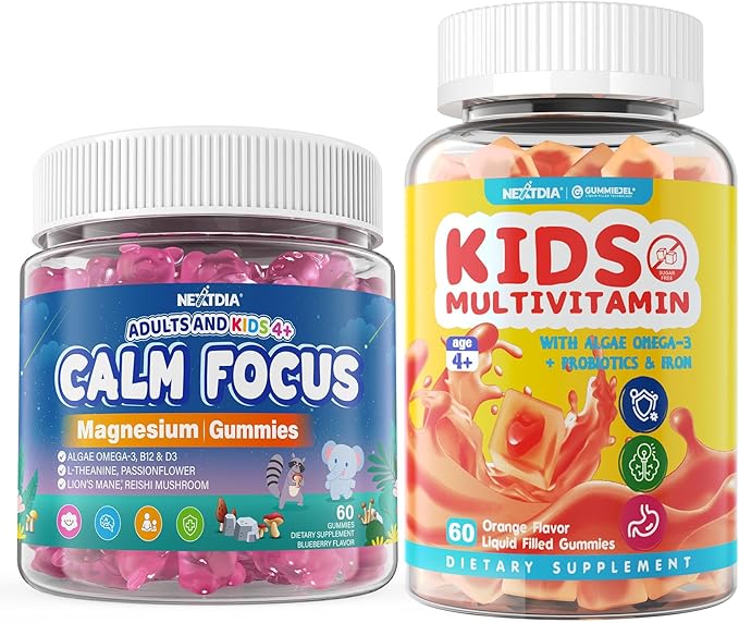 Calm Focus Magnesium with Omega 3 Gummies Age 4+ &amp Kids Multivitamin Gummies