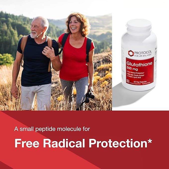 PROTOCOL FOR LIFE BALANCE Glutathione 500mg - Milk Thistle and Alpha-Lipoic Acid - 60 Veg Caps