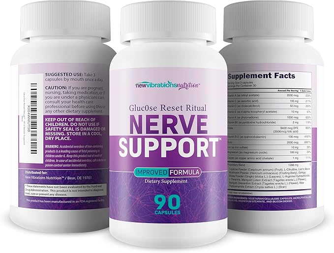 Gluc0se Reset Ritual Nerve Support Supplement - Our Best Neuropathy Support Supplement - B12 Nerve Health Vitamins - B12 Vitamins for Nerve System - Nervous System Vitamin B Complex for Nerve Damage