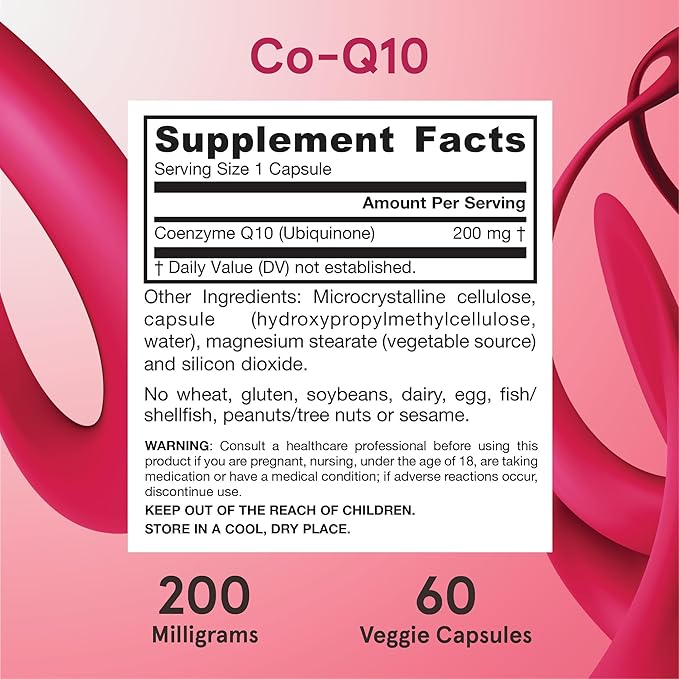 Jarrow Formulas® Co-Q10 200 mg Antioxidant Support for Mitochondrial Health Cellular Energy Production and Healthy Cardiovascular Function 60 Veggie Capsules 60 Day Supply