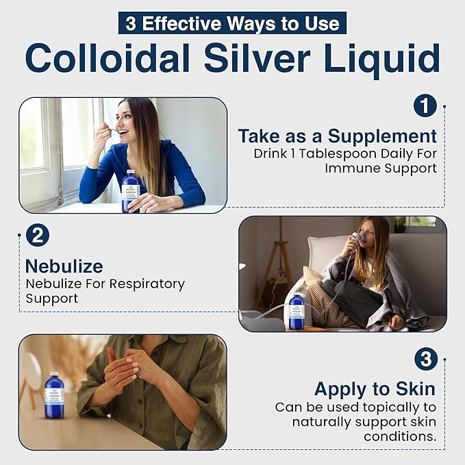 Earthborn Colloidal Silver Liquid (16oz) - 100PPM Pure Monatomic Silver Water - 99.9% Natural Nano Silver Liquid Supplement for Immune Support* Non-GMO Glass Bottle | Made in USA