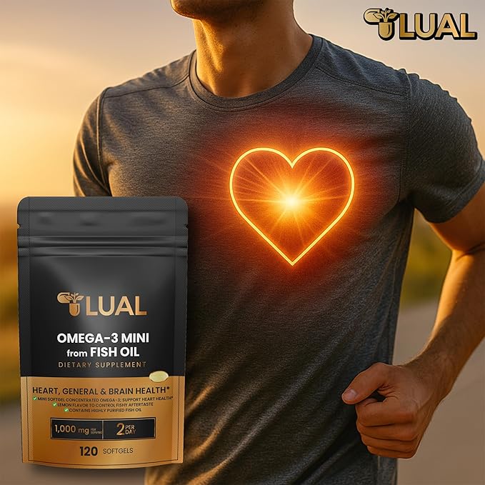 Omega-3 Mini from Fish Oil 1000mg Softgels. Small Burpless Capsules with EPA &amp DHA Lemon Flavor Non-GMO 120 Count