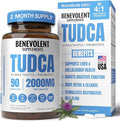 2000mg Advanced TUDCA Supplement - Max Absorption TUDCA Bile Salts with 4:1 Milk Thistle and Probiotics - Supports Liver Detox &amp Cleanse Gallbladder Gut &amp Kidney Health - 90 Vegan Capsules