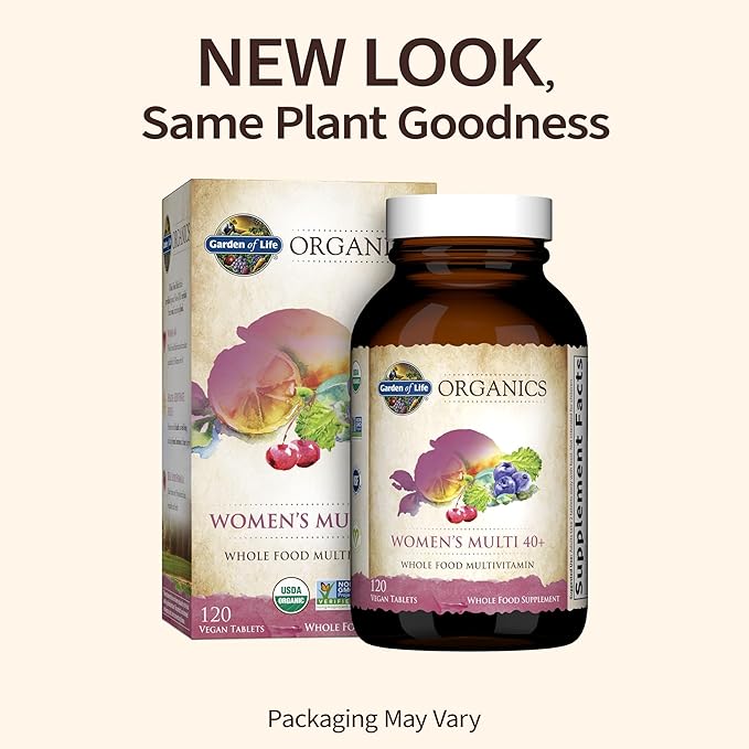 Garden of Life Organics Whole Food Multivitamin Bundle for Men 120 Tablets and Women 40 Plus 120 Tablets