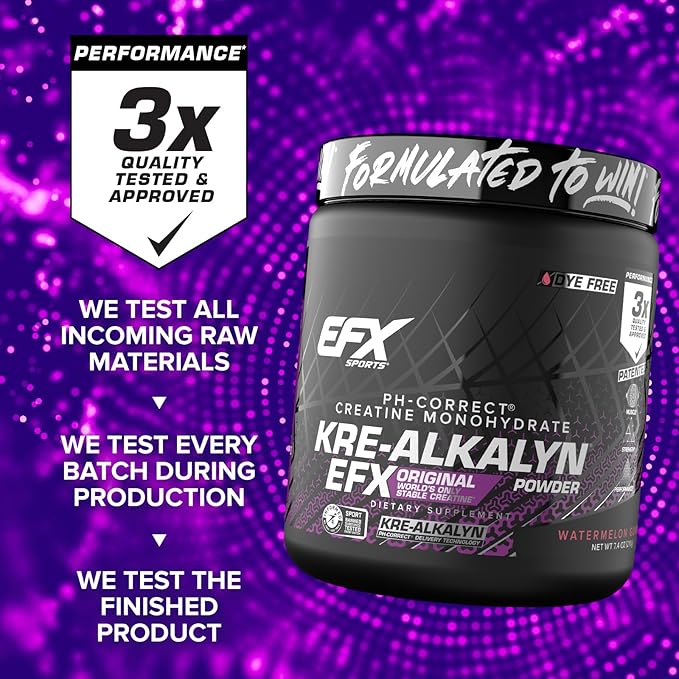 EFX Sports Kre-Alkalyn EFX Powder | pH Correct Creatine Monohydrate Powder Supplement | Strength Muscle Growth &amp Performance | 116 Servings (Watermelon Gummy)