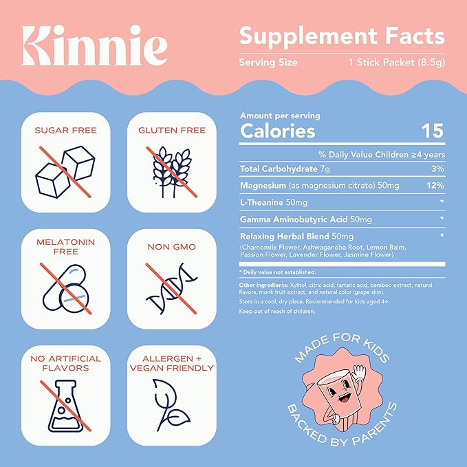 Kinnie Fueling Futures Bundle Pack - Multivitamin Calm and Immune Hydration - Sugar-Free with Probiotics Magnesium &amp Electrolytes - 90 Stick Packs