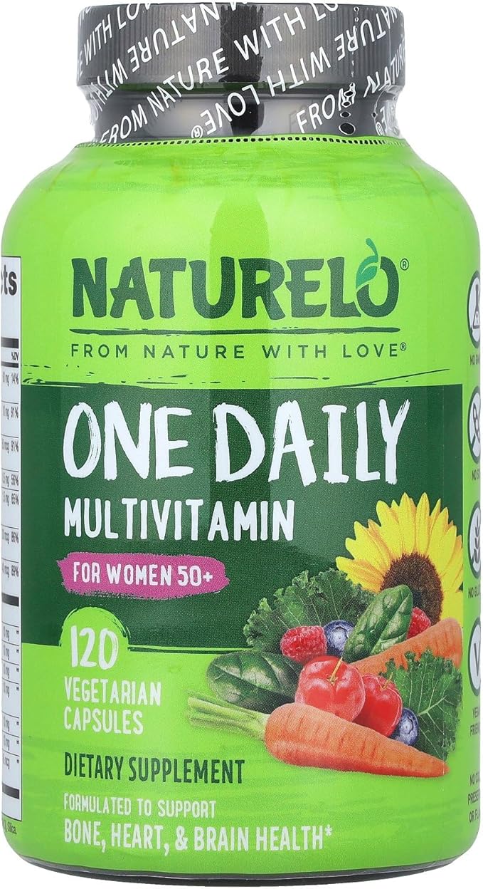 NATURELO One Daily Multivitamin for Men 50+ 120 Capsules One Daily Multivitamin for Women 50+ (Iron Free) 120 Capsules - 4 Month Supply Bundle