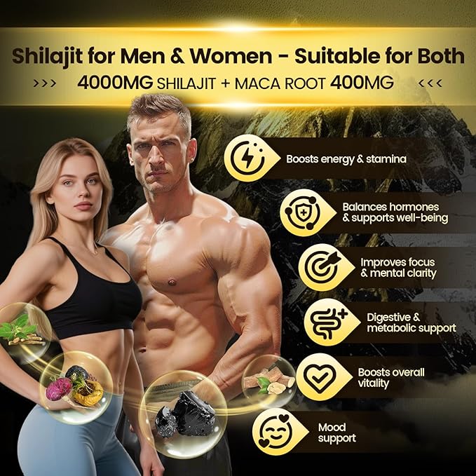 Shilajit Gummies Shilajit for Men &amp Women | 4000mg High Potency 10-in-1 Formula with Pure Himalayan Shilajit Ashwagandha and 75% Fulvic Acid | Sugar-Free Vegan 85+ Trace Minerals