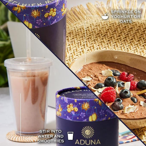 Aduna Organic Mind Superfood Blend | 100% Natural Stir-in Blend With 10+ Superfoods for Focus Calm &amp Mental Clarity | Vegan Powder for Oats Yogurt Shakes Smoothies Drinks &amp Baking | 250g