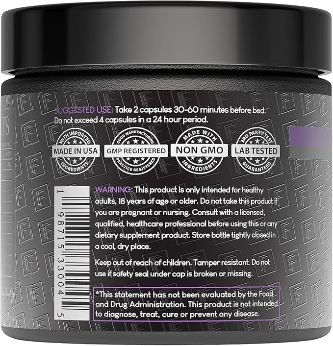 Formulation Factory 10-in1 Magnesium Glycinate Sleep Aid - The Night Before Recovery Complex with Melatonin &amp L-Theanine - Natural Relaxation Support (6 Month Supply 360 Capsules)