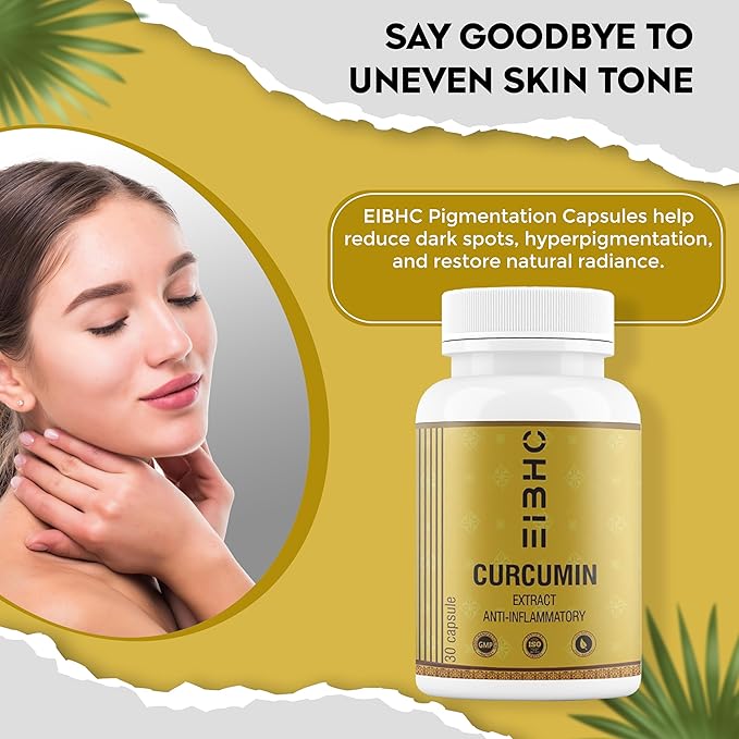 Pigmentation Removal Curcumin Capsules 30 Capsules – Ayurvedic Herbal Formula with Turmeric (Haldi) for Dark Spots Care &amp Natural Skin Brightening.