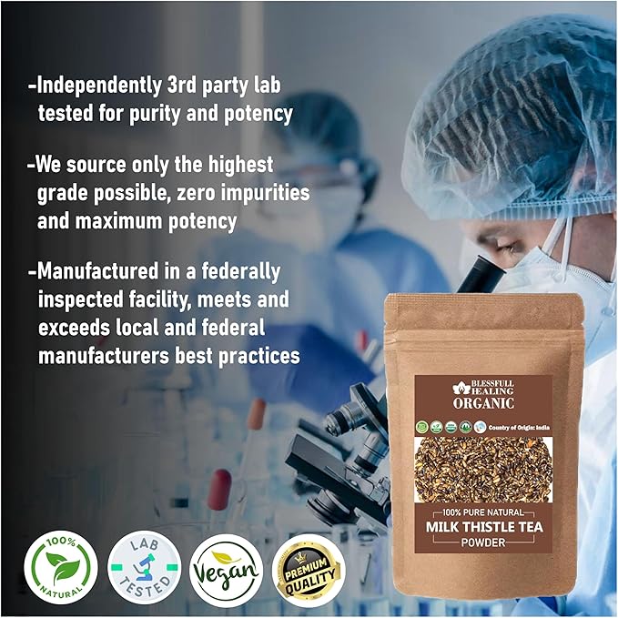 Blessfull Healing Organic Milk Thistle Tea Powder 100% Pure Natural 200 Gram / 7.05 oz