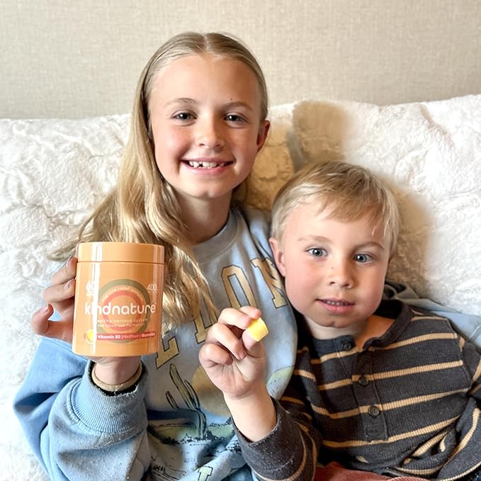 kindnature B-Vitamin Boost: B1 Thiamine 500mg &amp B2 Riboflavin 400mg Gummy Duo for Kids &amp Adults
