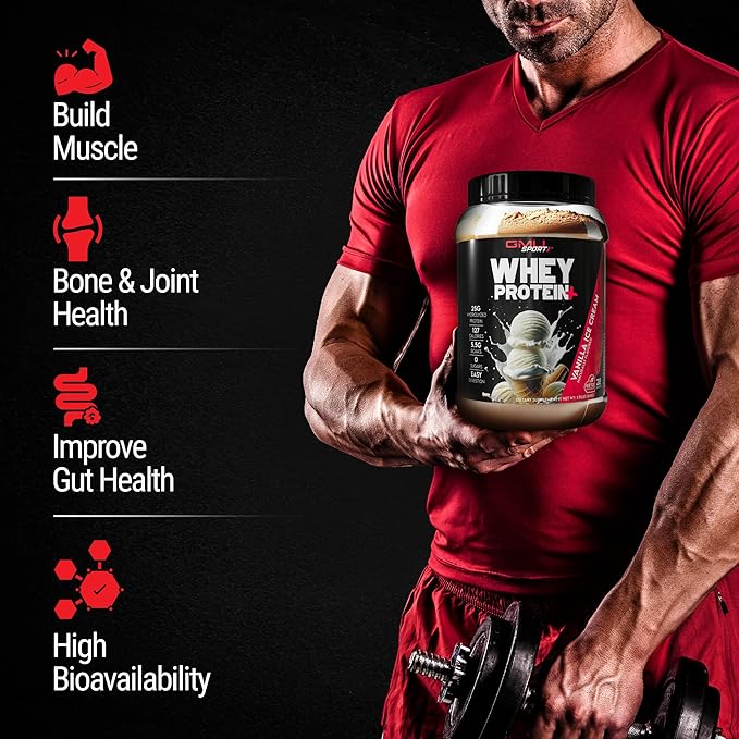 GMU SPORT Whey Protein Powder+ Concentrate 2lb | 25g Protein for Muscle Growth &amp Recovery | Delicious Flavor Easy to Mix | Non-GMO Gluten-Free |28 Servings Vanilla Protein Supplement