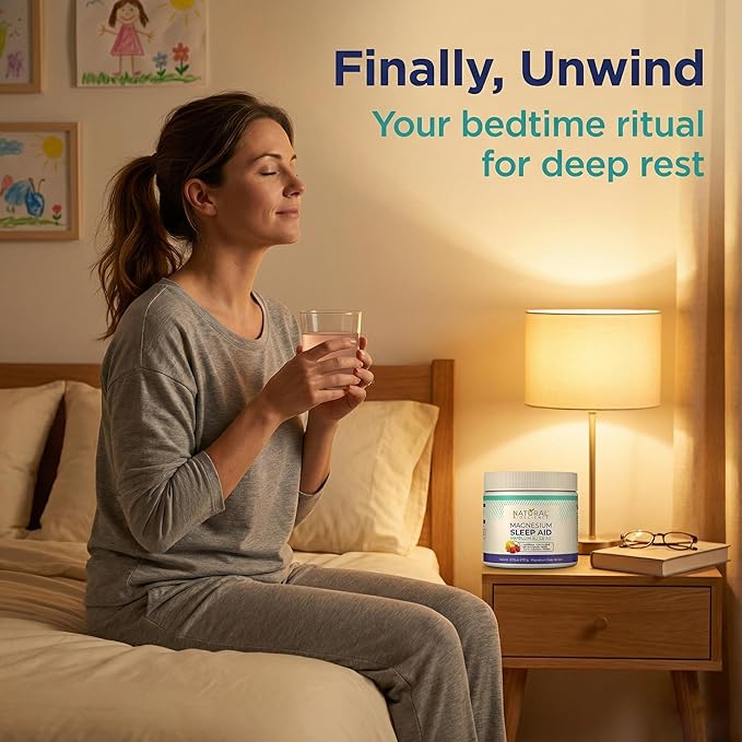 Magnesium Sleep Night Time Powder - Magnesium Citrate Magnesium Glycinate with Melatonin L-Theanine and GABA Sleep Aid Natural Sleep Supplement Vegan Gluten-Free Raspberry Lemon Flavor