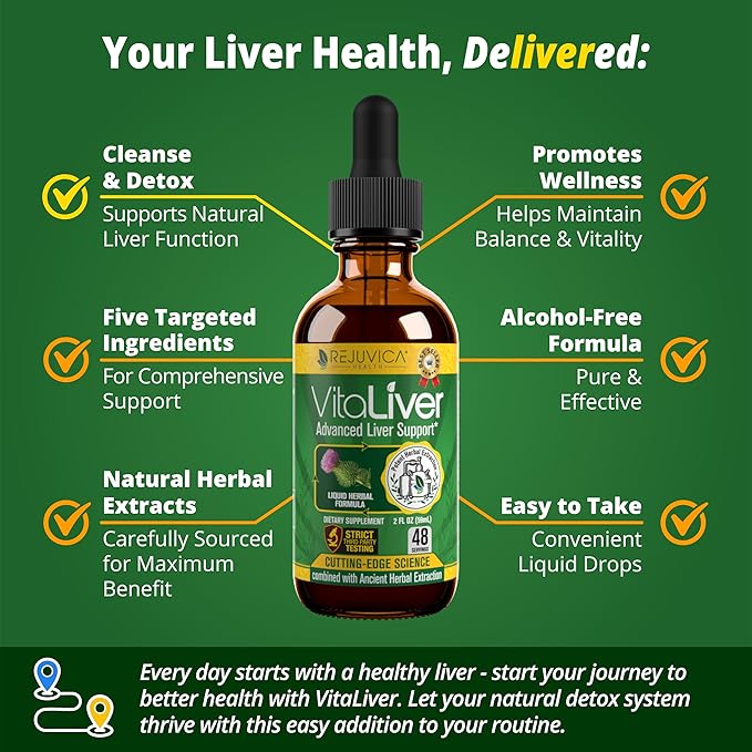 VitaLiver - Liver Health Supplement - Support Liver Cleanse &amp Detox - Liquid Delivery for Absorption - Milk Thistle Artichoke Chanca Piedra Dandelion &amp More!