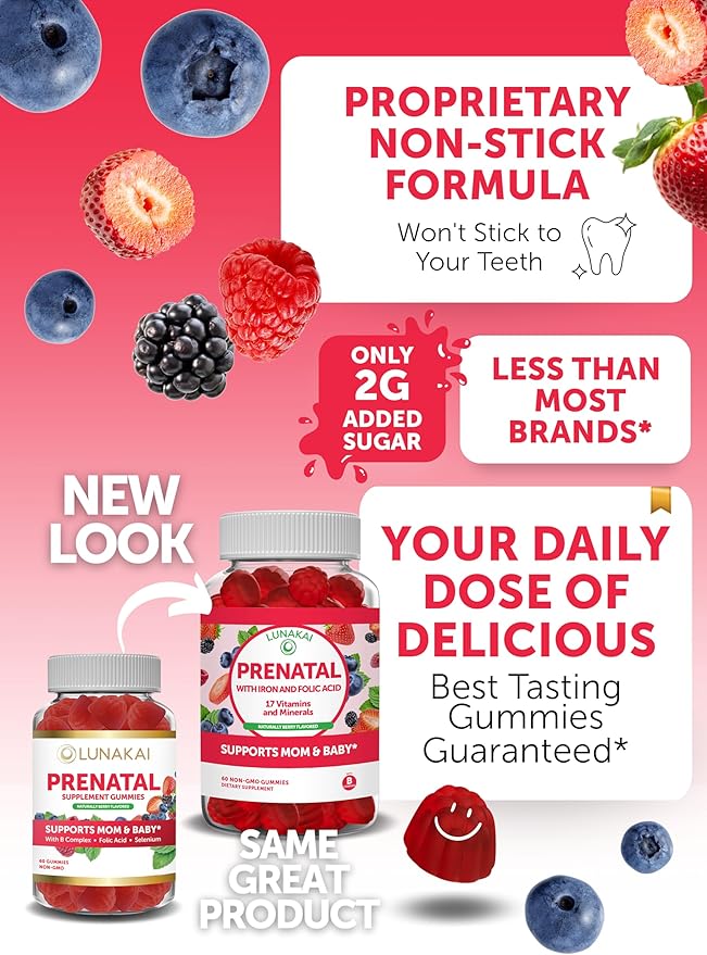 Lunakai Prenatal Vitamin and Women's Multivitamin Gummies Bundle - Pregnancy Multivitamin Gummy with Iron &amp Folic Acid - with 100% Daily Value of 16 Essential Vitamins and Minerals - 30 Days Suppl