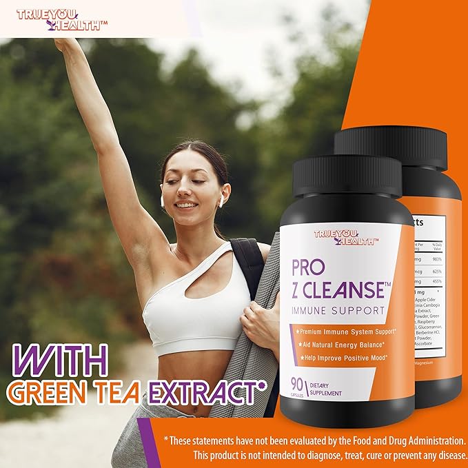 Pro Z Cleanse - Premium Immune System Support with Immune Boosting Vitamin C Zinc Vitamin D 5000 IU Ginger &amp Turmeric Curcumin - Immune Support Supplement for Women &amp Men - Aid Immune Heal