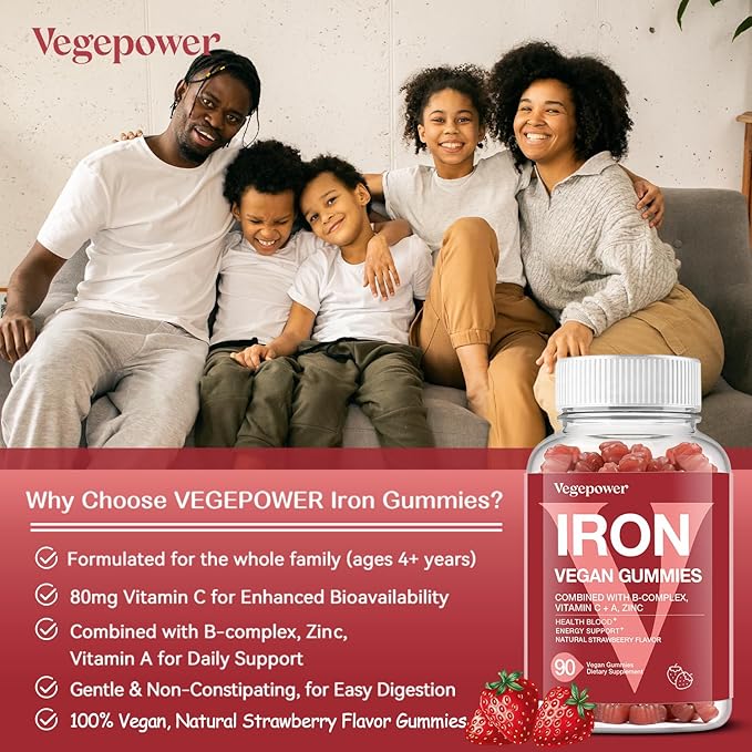 Iron Supplement Gummies + Magnesium Glycinate 1600 MG with Vitamin B6 180 Count