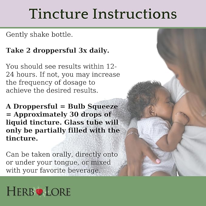 Herb Lore Organic Nursing Tincture – Liquid Lactation Support Drops to Increase Breast Milk Supply with Moringa and Fennel – Fenugreek-Free Breastfeeding Supplement (4 fl oz)