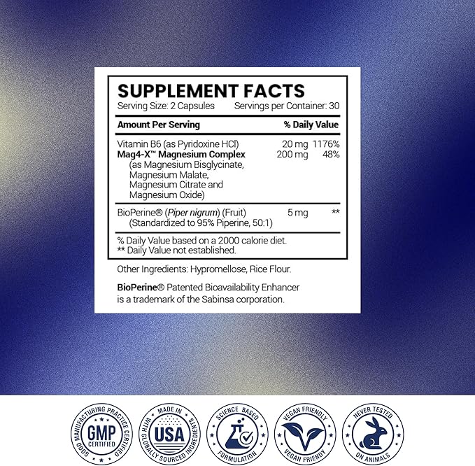 Research Verified Magnesium Complex - Brain Muscle and Nerve Support - Magnesium Bisglycinate Malate Citrate and Oxide - Bioperine - Vegan - 60 Capsules - Pack of 3
