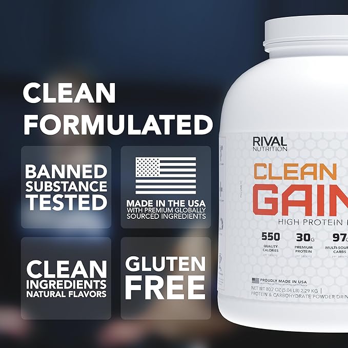 Rival Nutrition Clean Gainer Protein Powder – 5LB Cinnamon Toast Cereal – High Protein Lean Mass &amp Weight Gainer | 550 Calories 30g Protein 97g Multi-Source Carbs No Artificial Flavor – 16 Serv
